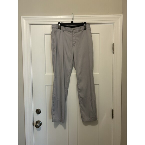Nike Golf Dri Fit Stretch Straight Leg Flat Front Pants Size 32 X 32 Light Gray - Picture 3 of 5